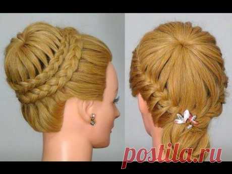 Прическа с плетением &quot;Снежинка&quot; / &quot;Паутинка&quot;!  Crown Braid. Updo Hairstyles