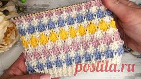 Вяжем дома с Татьяной | Красивый и простой многоцветный узор спицами для вязания свитеров, джемперов и детских изделий