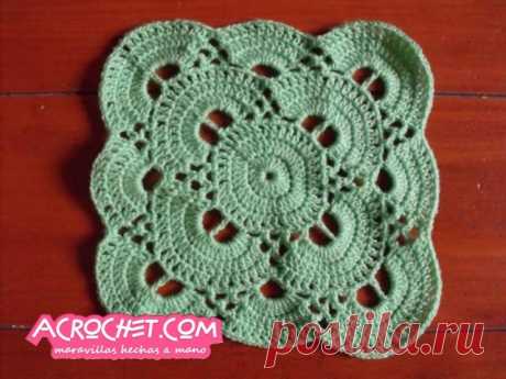 Trabajemos una manta con semicirculos en cuadrado | Blog a Crochet - ACrochet