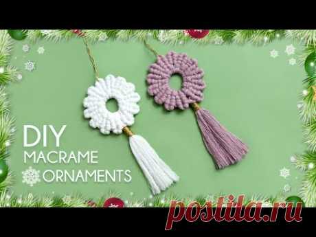 DIY Round Ringless Macrame Ornaments for Christmas Tree - YouTube
