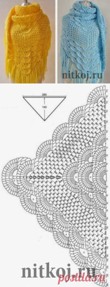 Красивая шаль крючком » Ниткой - вязаные вещи для вашего дома, вязание крючком, вязание спицами, схемы вязания