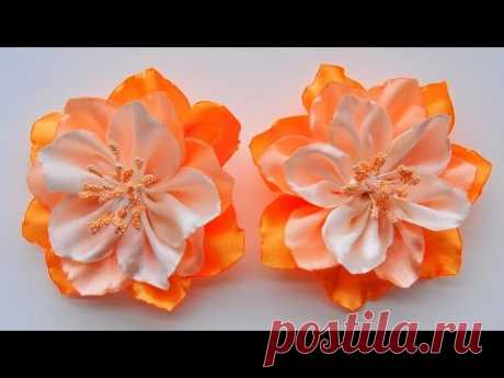 Цветы из лент своими руками / Ribbon Flower Tutorial / ✿ NataliDoma - YouTube