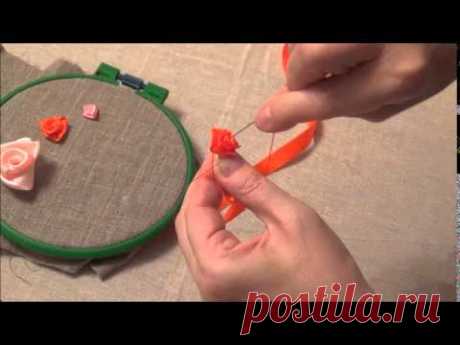 Плиссированная роза - вышивка лентами для начинающих пошагововышивка лентами для начинающих пошагово