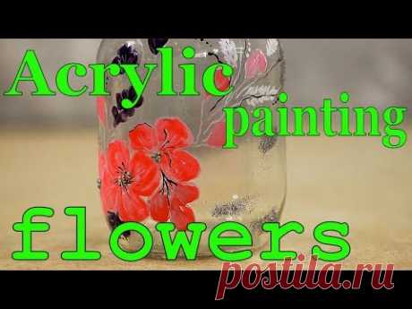 Acrylic painting flowers. Самоделки своими руками - YouTube
