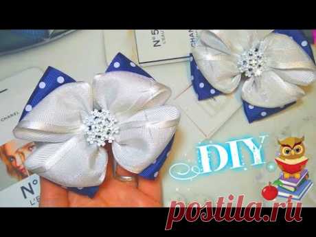 (133) Органза + лента в горох =классика всегда актуальна🎀Из ленты 4 см #Laço #Bows #канзаши - YouTube