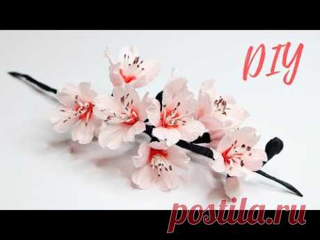 Сакура из гофрированной бумаги / DIY How To Make Cherry Blossom Paper Flower