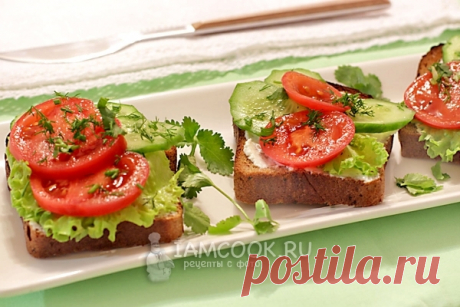 Бутерброды с мягкой брынзой и овощами, рецепт с фото