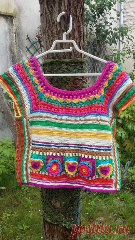 Dimanche pluvieux, jardin heureux, crop top khalo - mamie jeannette tricote mais pas que ......