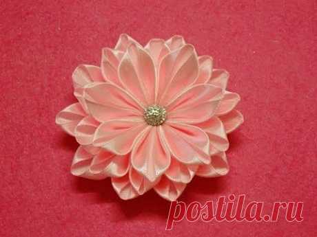 DIY Kanzashi flower,ribbon flower tutorial,how to,easy,kanzashi flores de cinta