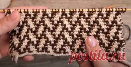 Узор «Елочка» или «Плетенка» спицами – мозаичная техника вязания