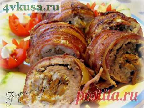 Мясной рулет с грибами и беконом | 4vkusa.ru