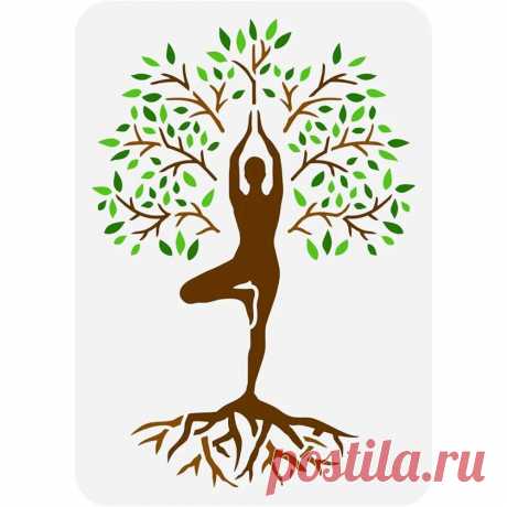 Baum des Lebens Schablone 8,3x11,7 Zoll wieder verwendbare Baum Pose Schablone Yoga Pose Malerei Vorlage Leben Baum Zeichnung Schablone für Dekor - AliExpress