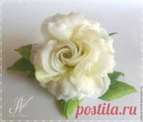 Купить шелковая роза &quot;Белый ангел&quot; - роза ручной работы, роза из шелка, роза из ткани