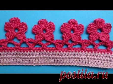 Crochet border Кайма цветочки вязание крючком 336