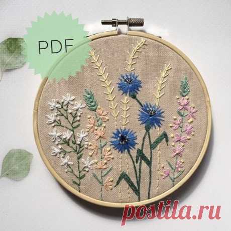 Floral Hoop Art PDF Pattern 5 Cornflowers Embroidery | Etsy Moldova