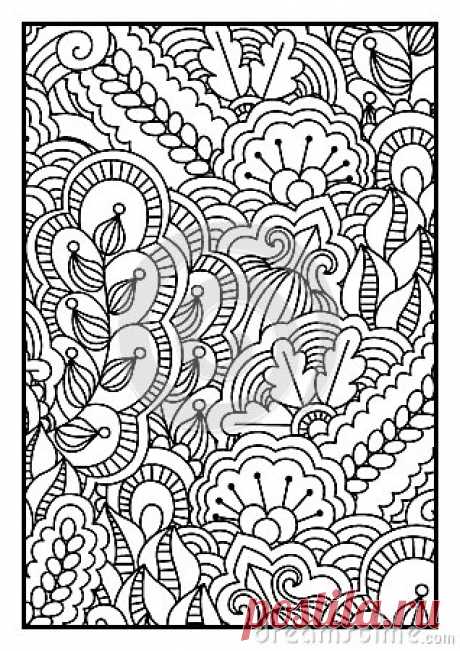 Pattern For Coloring Book. Black And White Background With Floral  D58