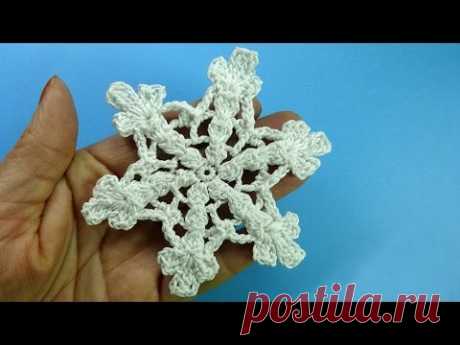 Сложная снежинка крючком   How to crochet snowflace