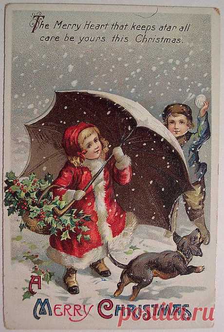 Vintage Christmas Postcard - Dog | Flickr - Photo Sharing!