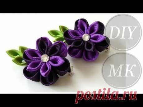 DIY Заколки Канзаши Hair Clip - YouTube