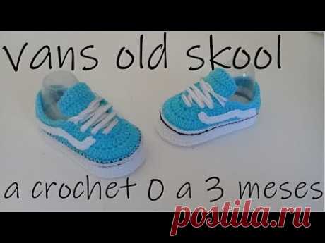 Vans old skool a crochet para bebe / bebe / 0 a 3 meses /ganchillo