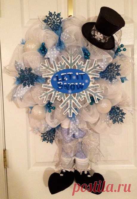 Snowman deco mesh wreath on Etsy, $69.00