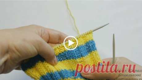 Выполнение цветных полосок по резинке - knitting-pro.ru - От азов к мастерству