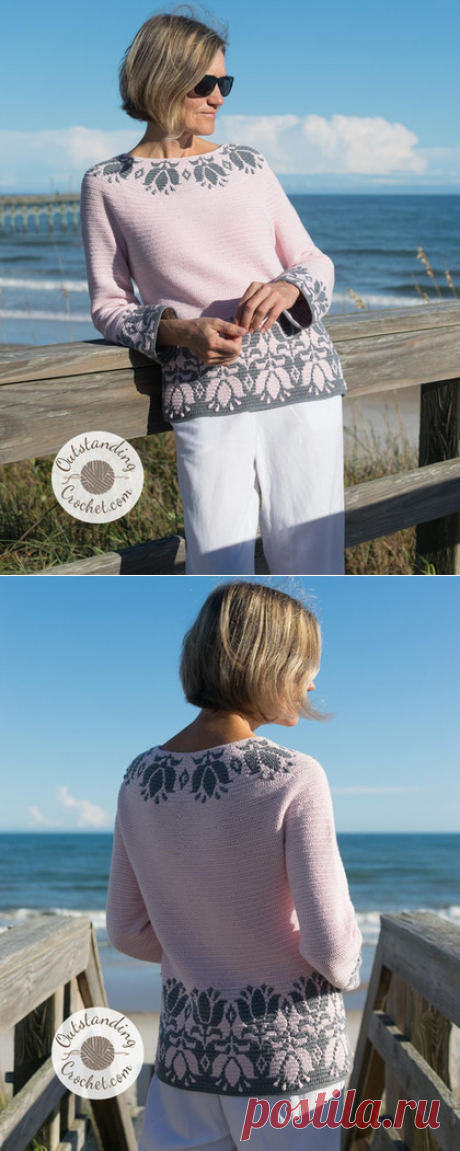 Tulip mosaic crochet Sweater and Top pattern | outstanding-crochet