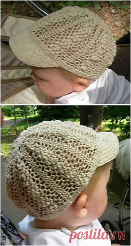 Ажурная кепка для малыша 6-9 месяцев | Вязание спицами, крючком, уроки вязания