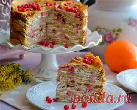 Блинный торт с кремом и смородиной: фото рецепт, ингредиенты, приготовление