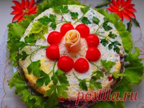 Рецепт с фото: Слоеный салат с фасолью и грибами