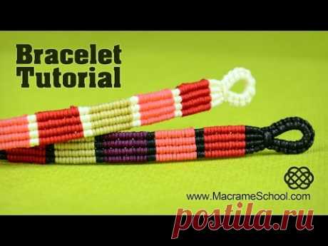 Colored Stripe Bracelet Tutorial by Macrame School - YouTube