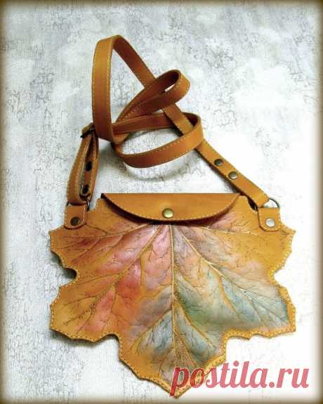 Leather Clutch maple leaf leather purse от CityRomance на Etsy