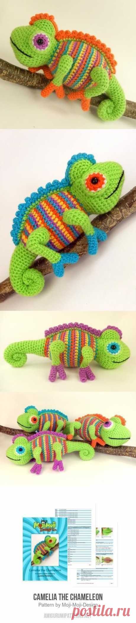 Camelia the Chameleon amigurumi pattern by Janine Holmes at Moji-Moji Design  #loveamigurumi #amigurumi #crochet #knitting #embroidery #bordado #handmade #yarn #häkeln #Вязание