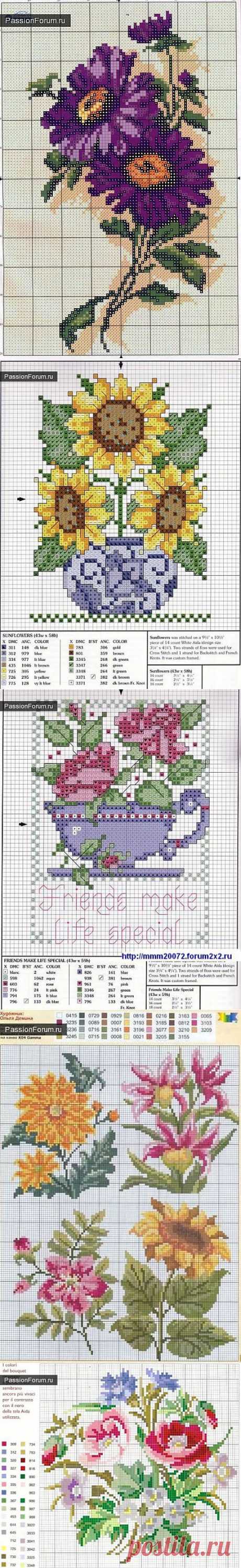ЦВЕТОЧКИ. ЧАСТЬ 8 / Схемы вышивки крестиком / PassionForum - мастер-классы по рукоделию