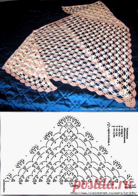 Шаль крючком, нашла в Контакте, просто и красиво!.