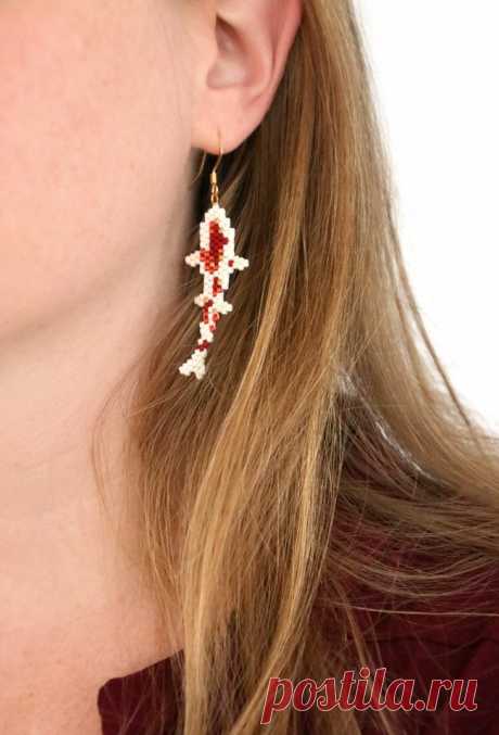 Carpes Koi earrings in Miyuki pearls - Perles & Co