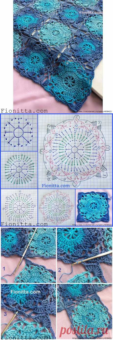Квадратный мотив от Фионитты. Фото + схемы.