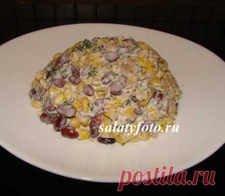 Моментальный салат с консервированной кукурузой и фасолью