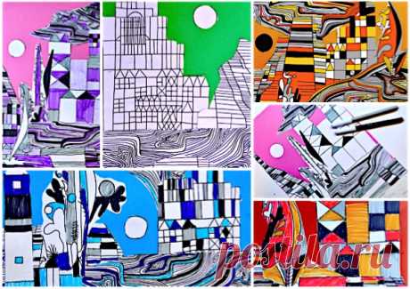 Collage Paul Klee: 5 fogli di lavoro Questi cinque fogli di lavoro riproducono alcune famose opere di Paul Klee che hanno una caratteristica in comune: tutte e cinque evocano dei PAESAGGI e utilizzano la LINEA come elemento fondamenta…