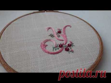 How to embroider the letter Y Hand Embroidery Satin Stitch