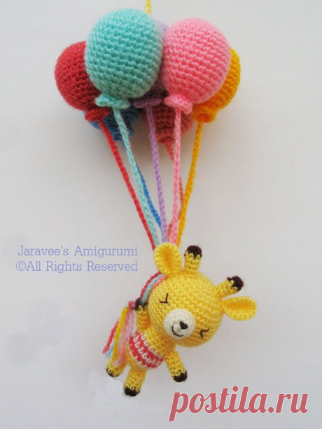 Giraffe and balloons - PDF Crochet Pattern