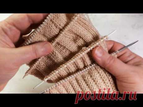 Вязание полос разной ширины (4 варианта) на полотне чулочной вязки. Sliped Stitches on stockinette.