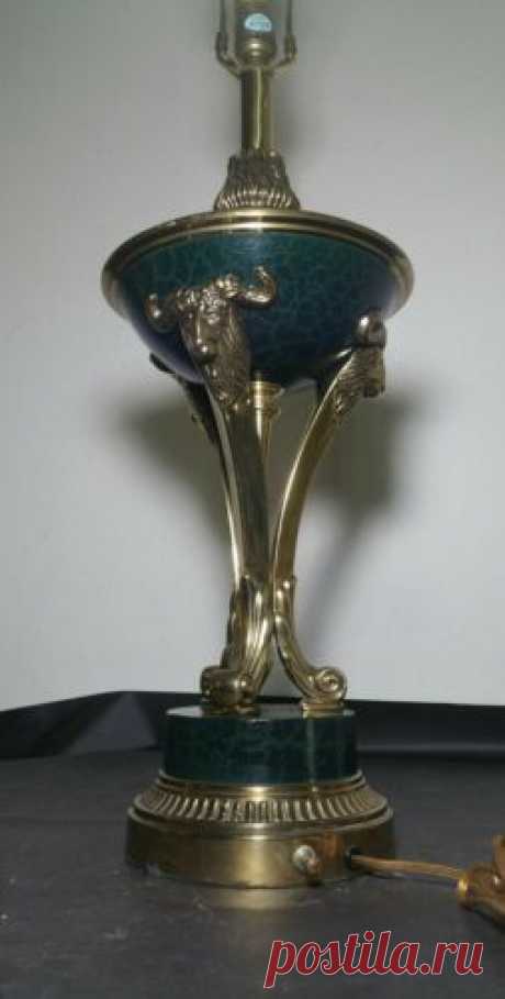 Rembrandt - Vintage Solid Brass Lamp - Buffalo/Ram (?) Head, Horns Pedestal | eBay