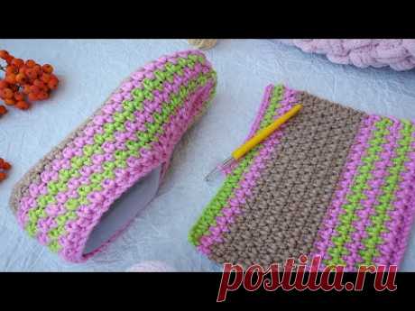 СЛЕДКИ КРЮЧКОМ БЕЗ ШВА на подошве! Супер простые следки крючком /KNITTED SLIPPERS