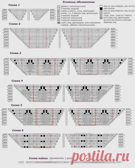 Узоры спицами для шалей, палантинов и бактусов: делюсь подборкой со схемами | Факультет рукоделия | Дзен