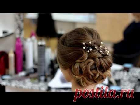 Вечерняя прическа.Прическа на длинные и средние волосы.Evening braided updo for long and medium hair