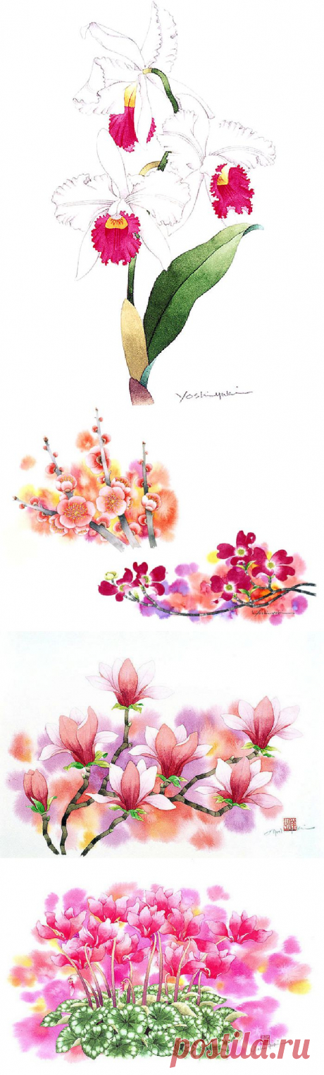 Творчество художницы Ibaragi Yoshiyuki. 
Об этой японской художнице известно, к сожалению, немного. Из ее работ вполне очевидно, что она  любит и ценит окружающую природу.  Иногда художница сама выдумывает композиции для своих шедевров, но в основном сюжетами служат букеты, которые она видит в витринах цветочных магазинов, журналах, кино и даже на улице в рука у прохожих.