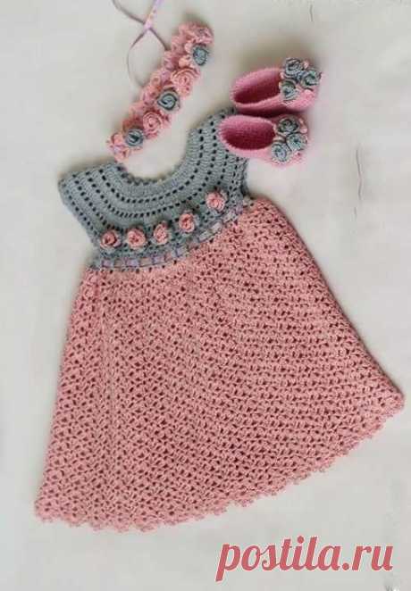 See that beautiful dress for girls. pink. crochet yarn store. - Free Patterns in Crochet