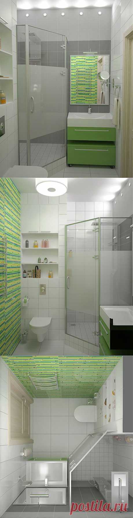 Акценты на зелёном.
Когда твоя ванная очень мала, а хочется сделать её и красивой и удобной.