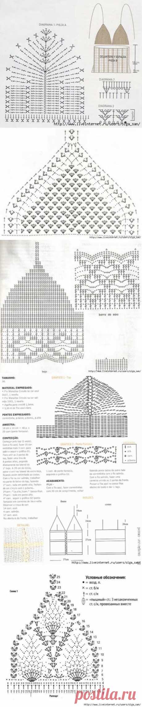 Схемы вязания лифа крючком.